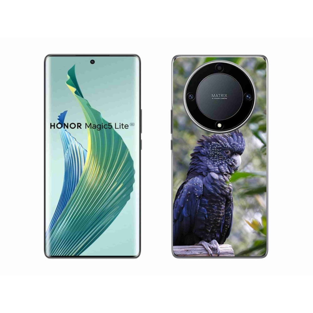 Gelový kryt mmCase na Honor Magic 5 Lite - papoušek kakadu černý