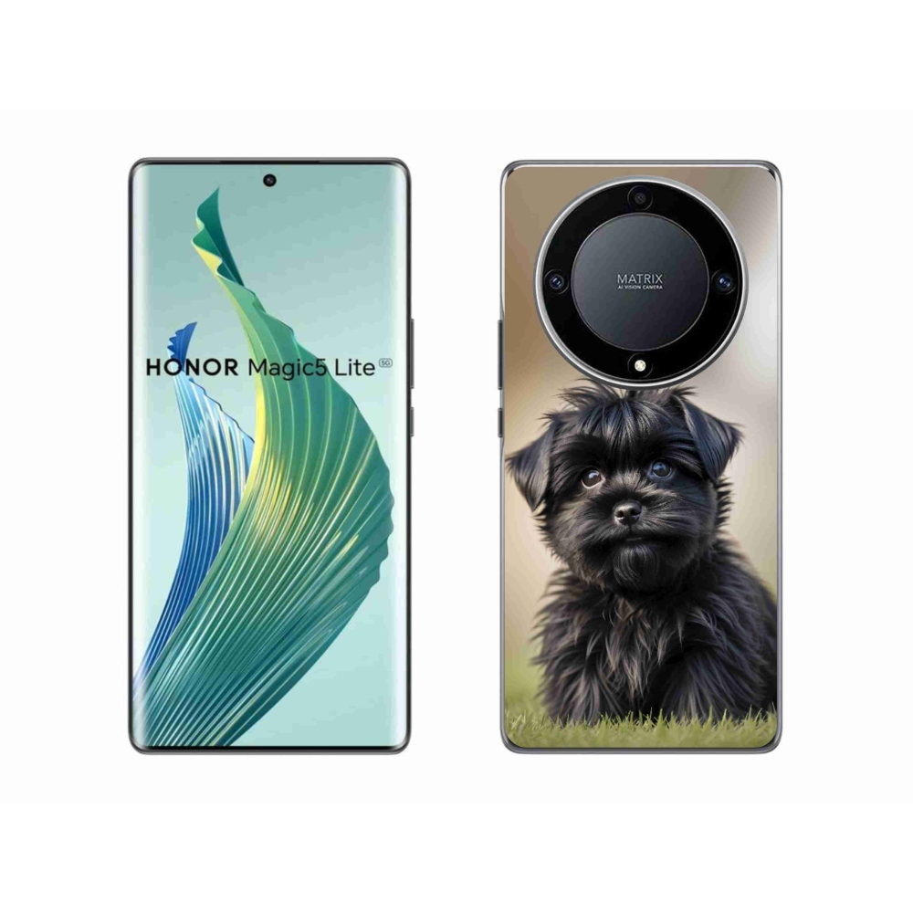 Gelový kryt mmCase na Honor Magic 5 Lite - roztomilý černý pejsek