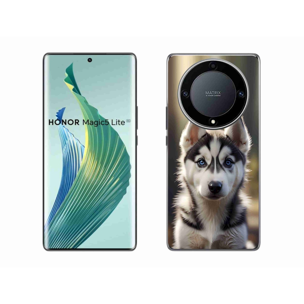 Gelový kryt mmCase na Honor Magic 5 Lite - roztomilý sibiřský husky