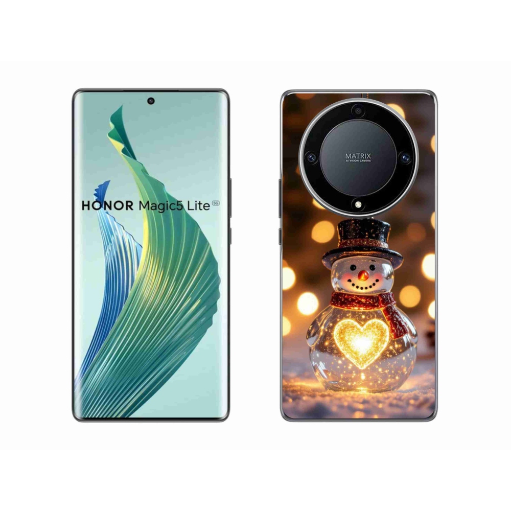 Gelový kryt mmCase na Honor Magic 5 Lite - svítící vánoční sněhulák