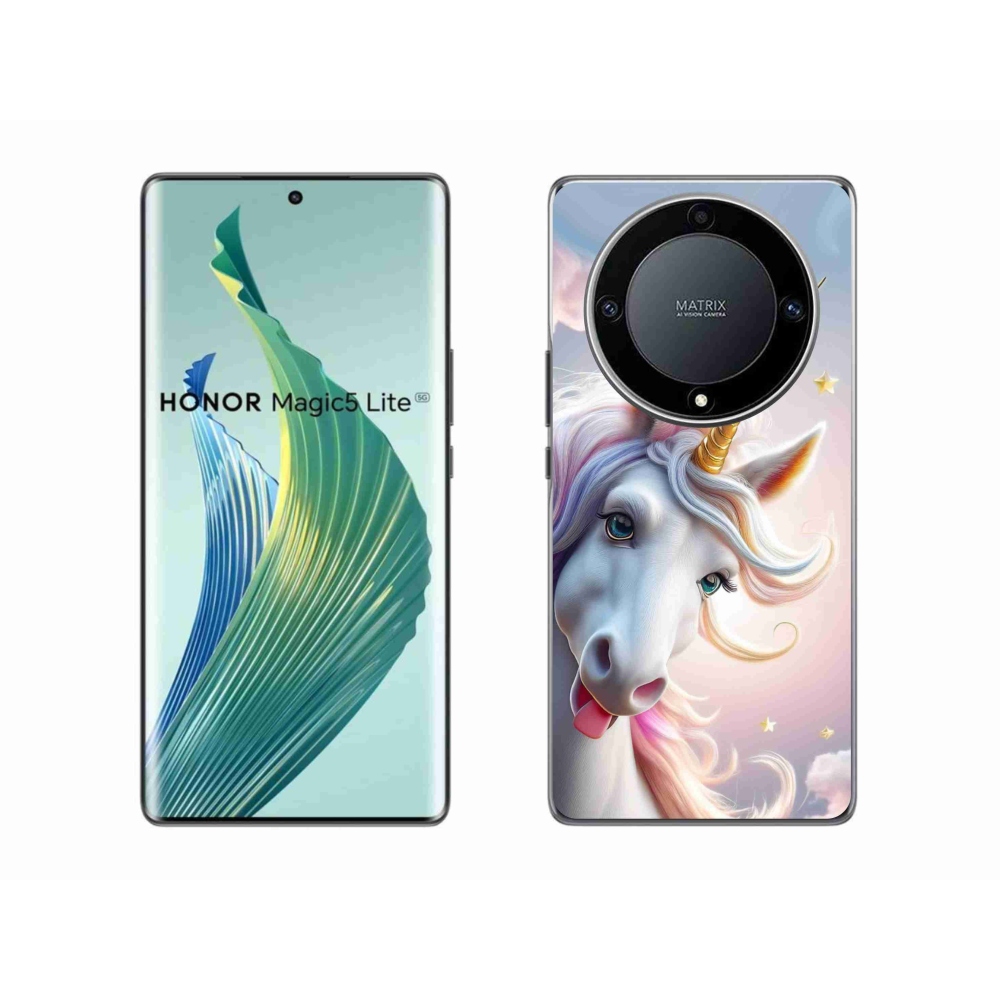 Gelový kryt mmCase na Honor Magic 5 Lite - veselý jednorožec
