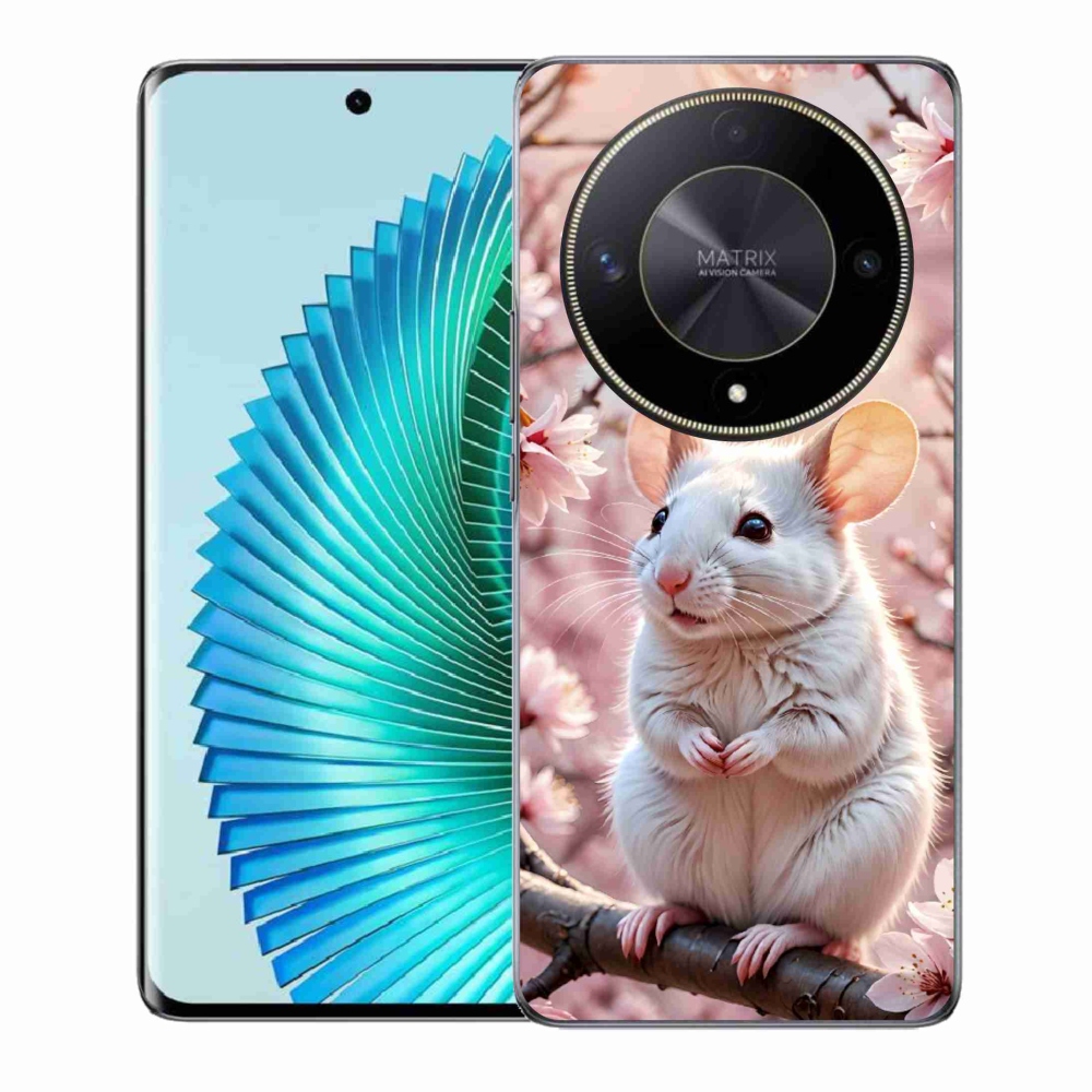 Gelový kryt mmCase na Honor Magic 6 Lite 5G - bílá myš na větvi