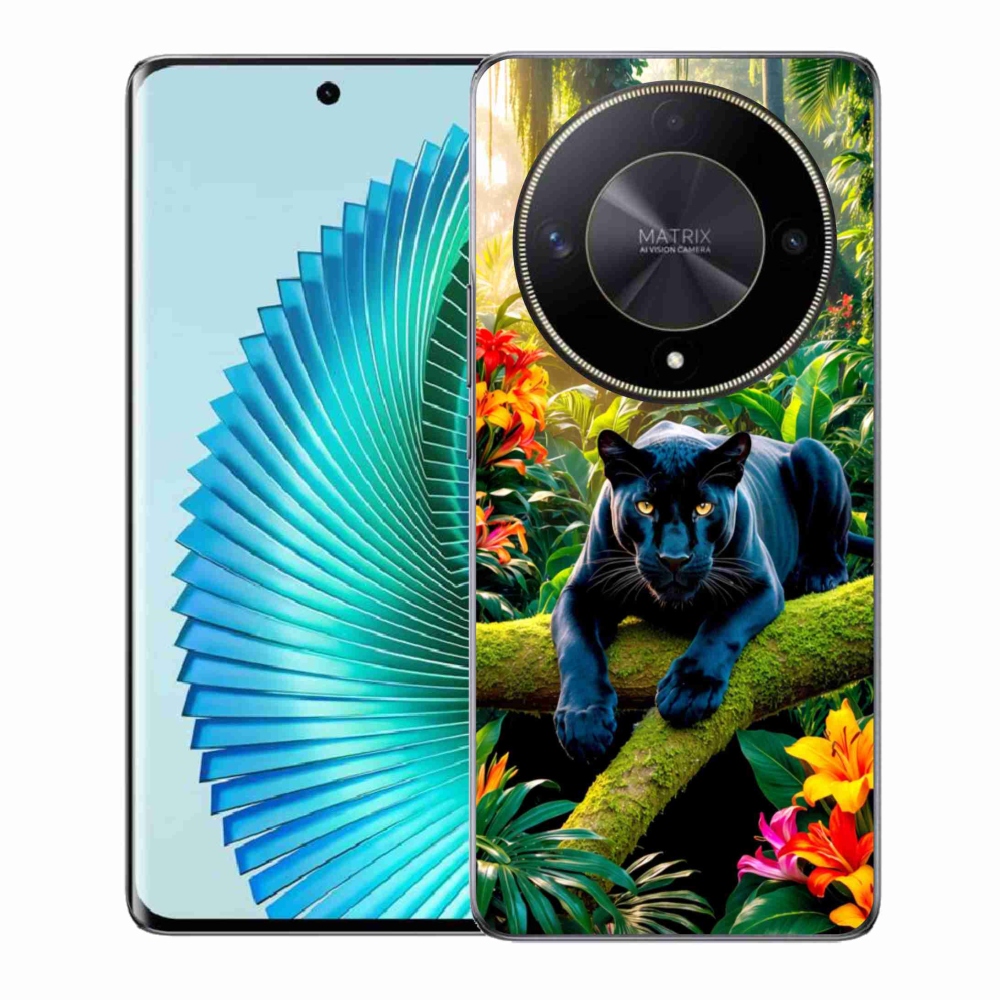 Gelový kryt mmCase na Honor Magic 6 Lite 5G - černý panter v džungli
