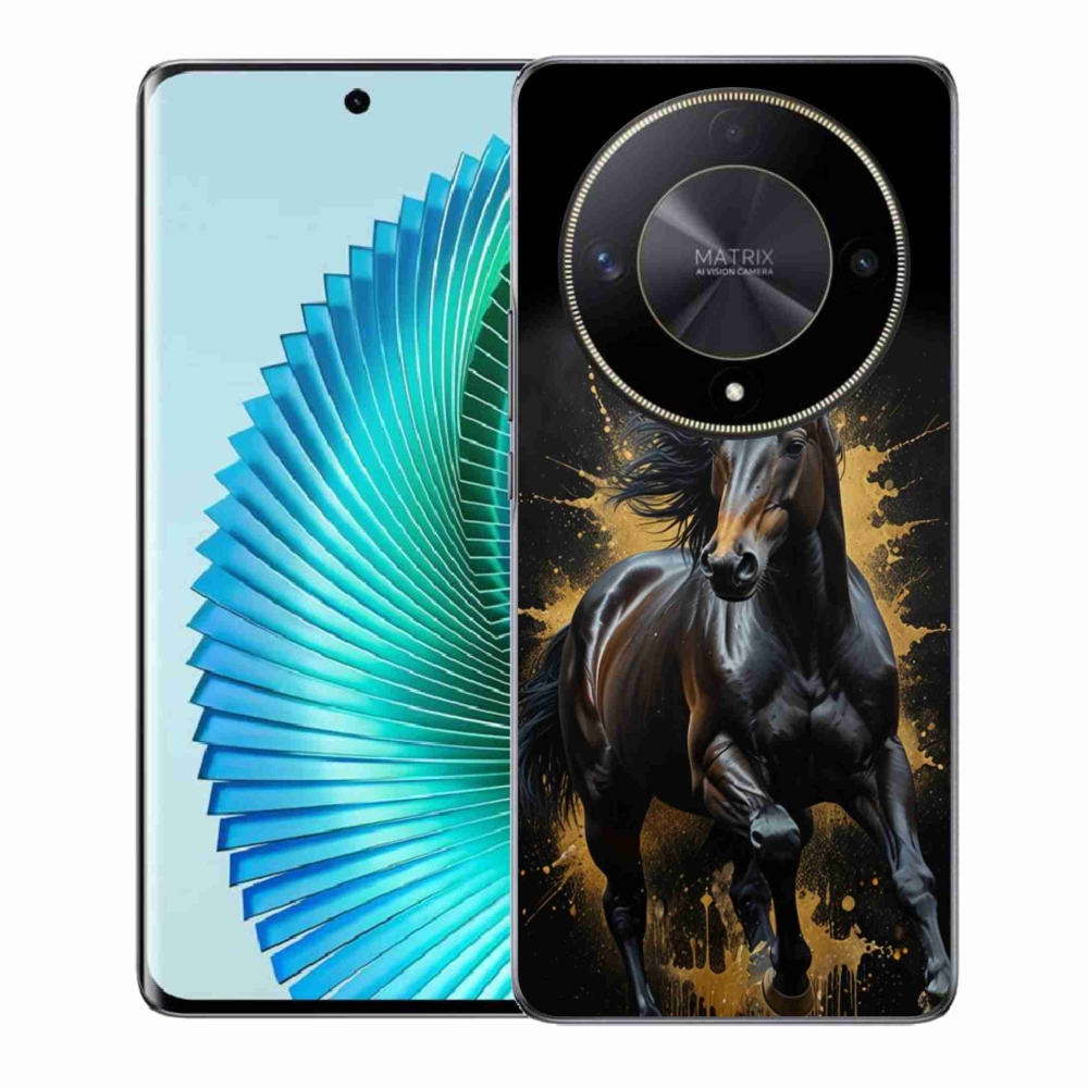 Gelový kryt mmCase na Honor Magic 6 Lite 5G - elegantní černý hřebec
