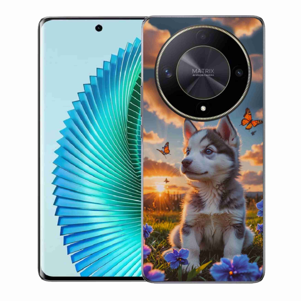 Gelový kryt mmCase na Honor Magic 6 Lite 5G - husky při západu slunce
