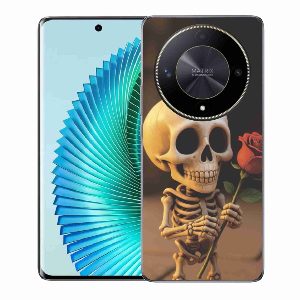 Gelový kryt mmCase na Honor Magic 6 Lite 5G - kostlivec s růží