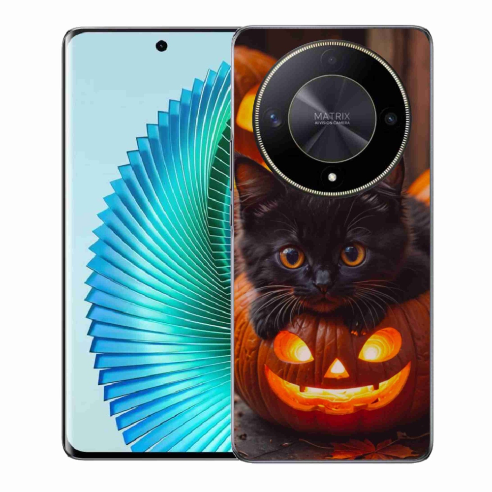 Gelový kryt mmCase na Honor Magic 6 Lite 5G - kotě a dýně