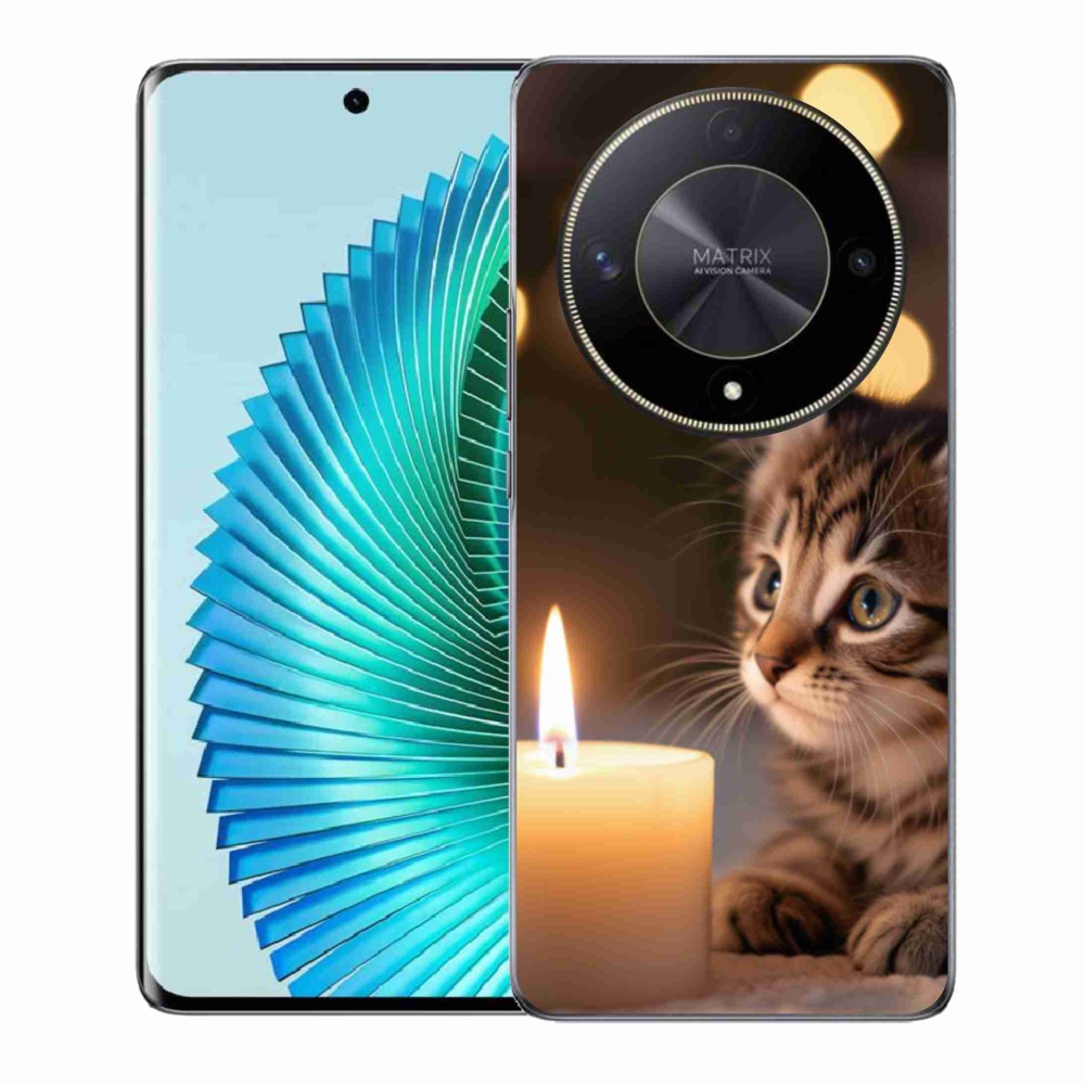 Gelový kryt mmCase na Honor Magic 6 Lite 5G - kotě a svíčka