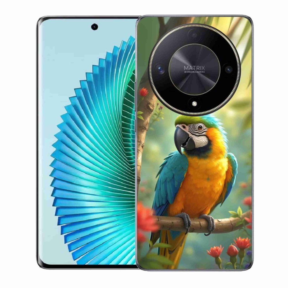 Gelový kryt mmCase na Honor Magic 6 Lite 5G - papoušek ara modrožlutá