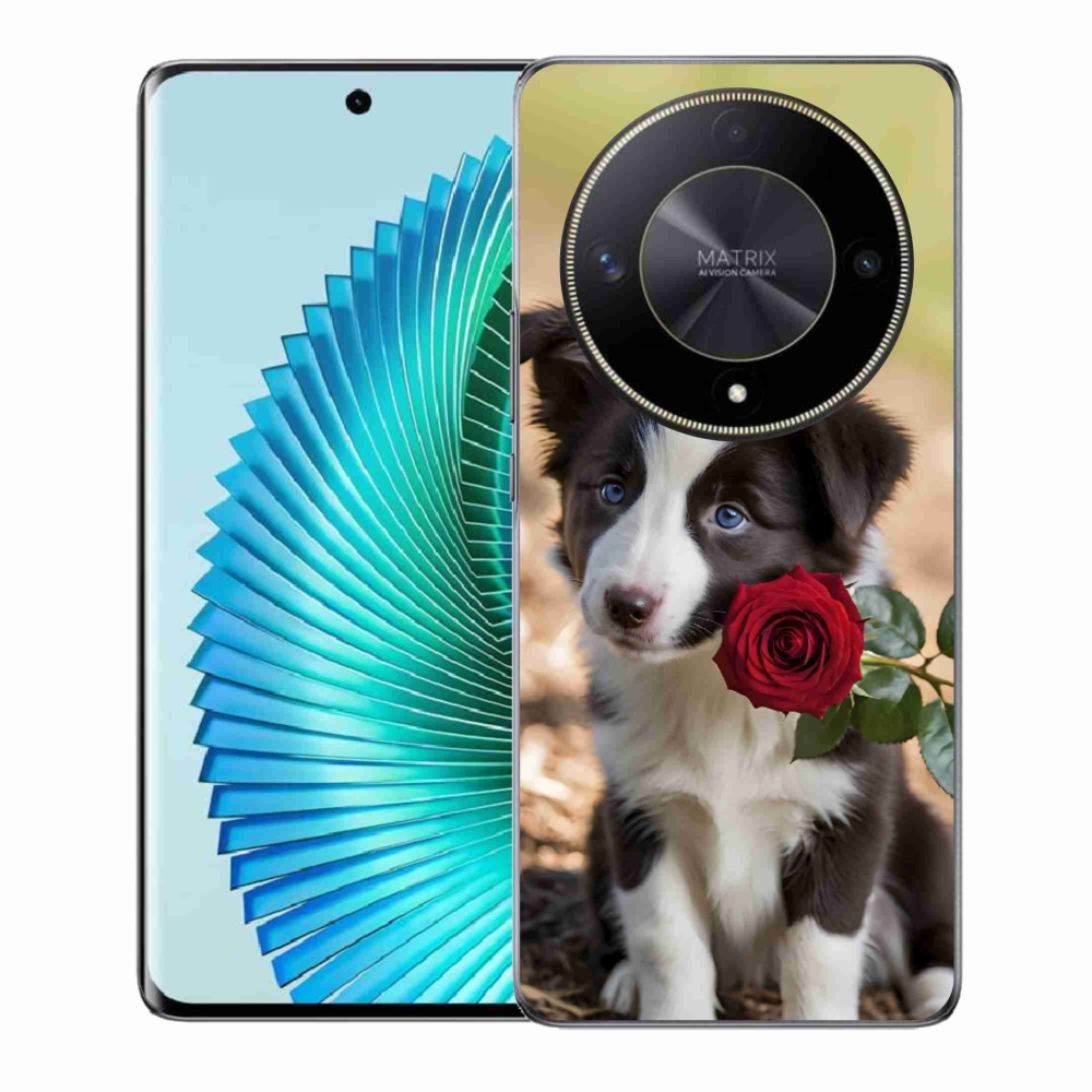 Gelový kryt mmCase na Honor Magic 6 Lite 5G - roztomilá border kolie s růží