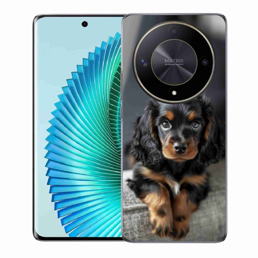Gelový kryt mmCase na Honor Magic 6 Lite 5G - roztomilý dlouhosrstý jezevčík