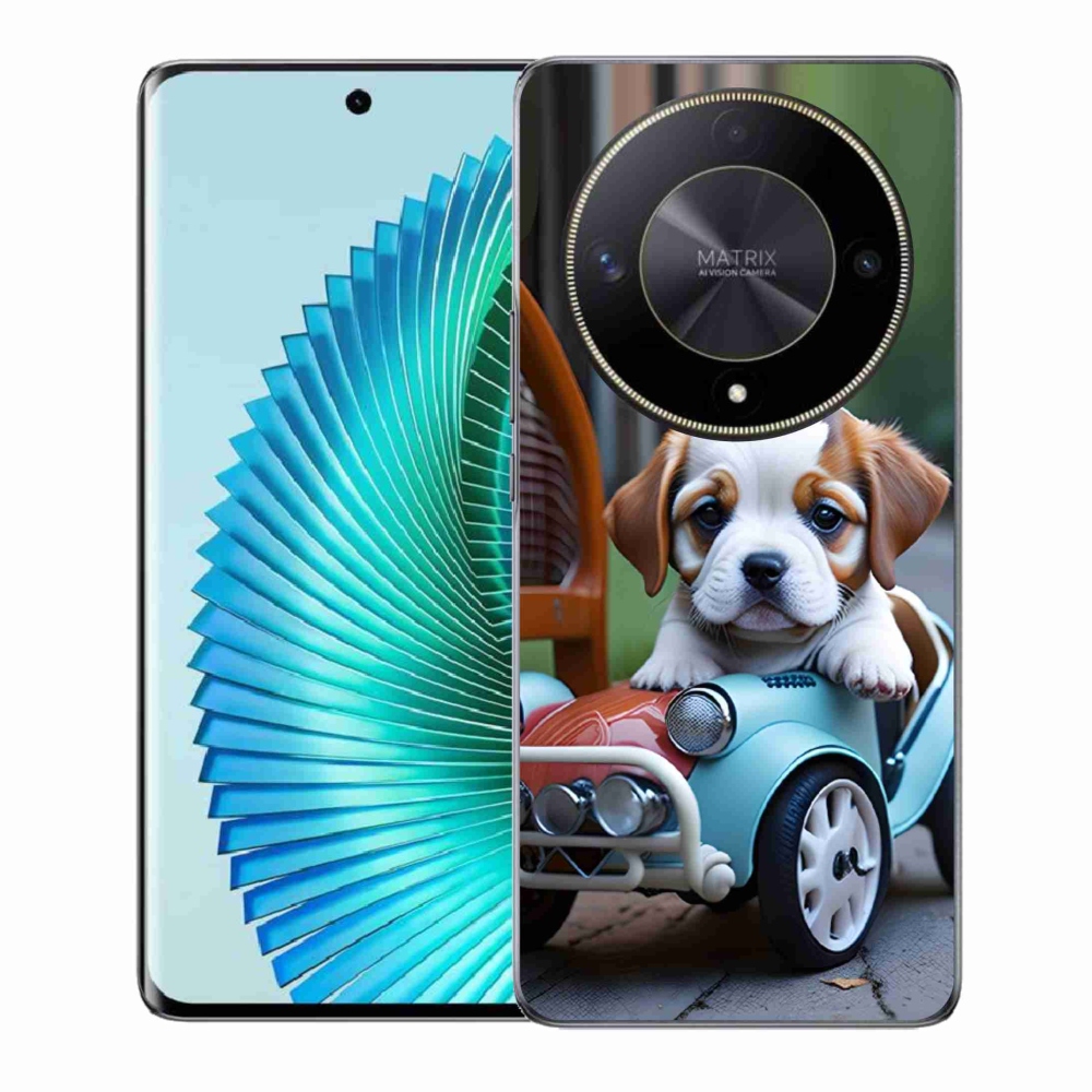 Gelový kryt mmCase na Honor Magic 6 Lite 5G - štěně v retro autě