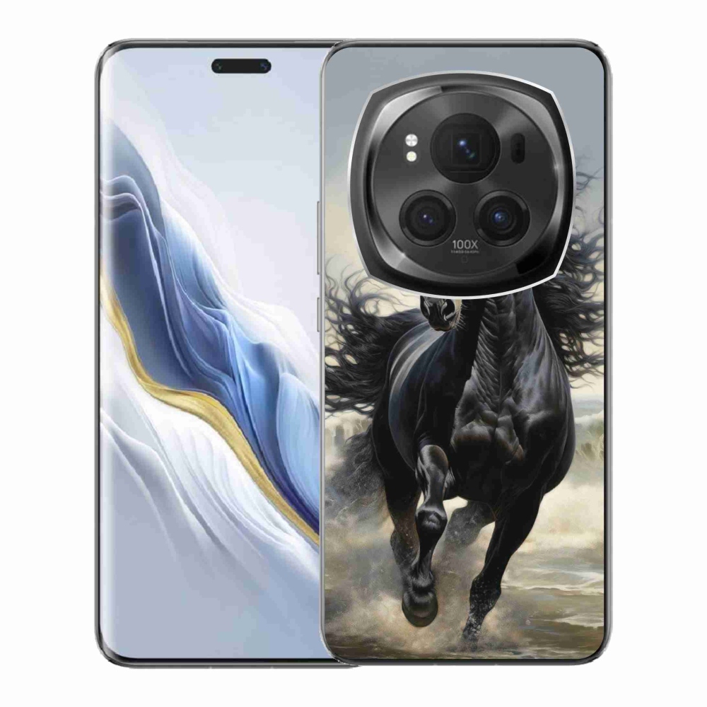 Gelový kryt mmCase na Honor Magic 6 Pro 5G - běžící černý kůň