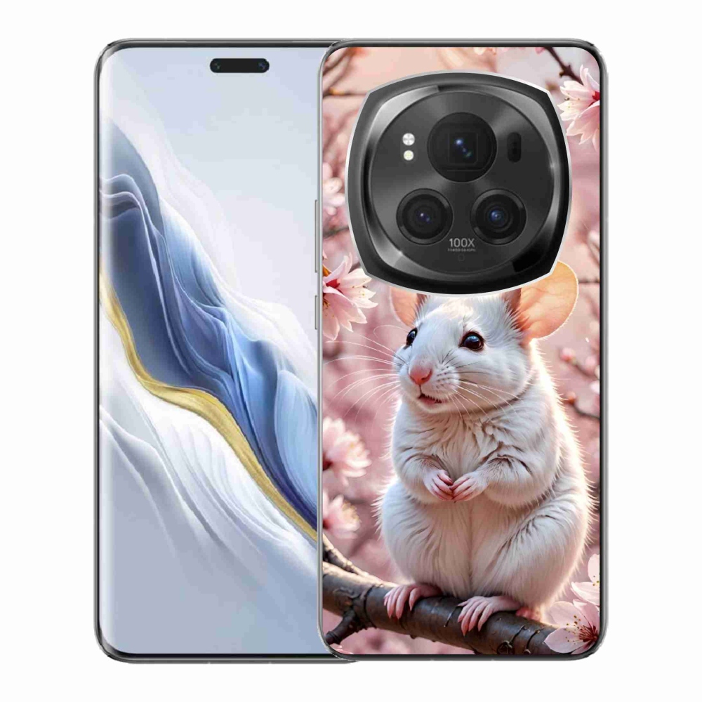 Gelový kryt mmCase na Honor Magic 6 Pro 5G - bílá myš na větvi