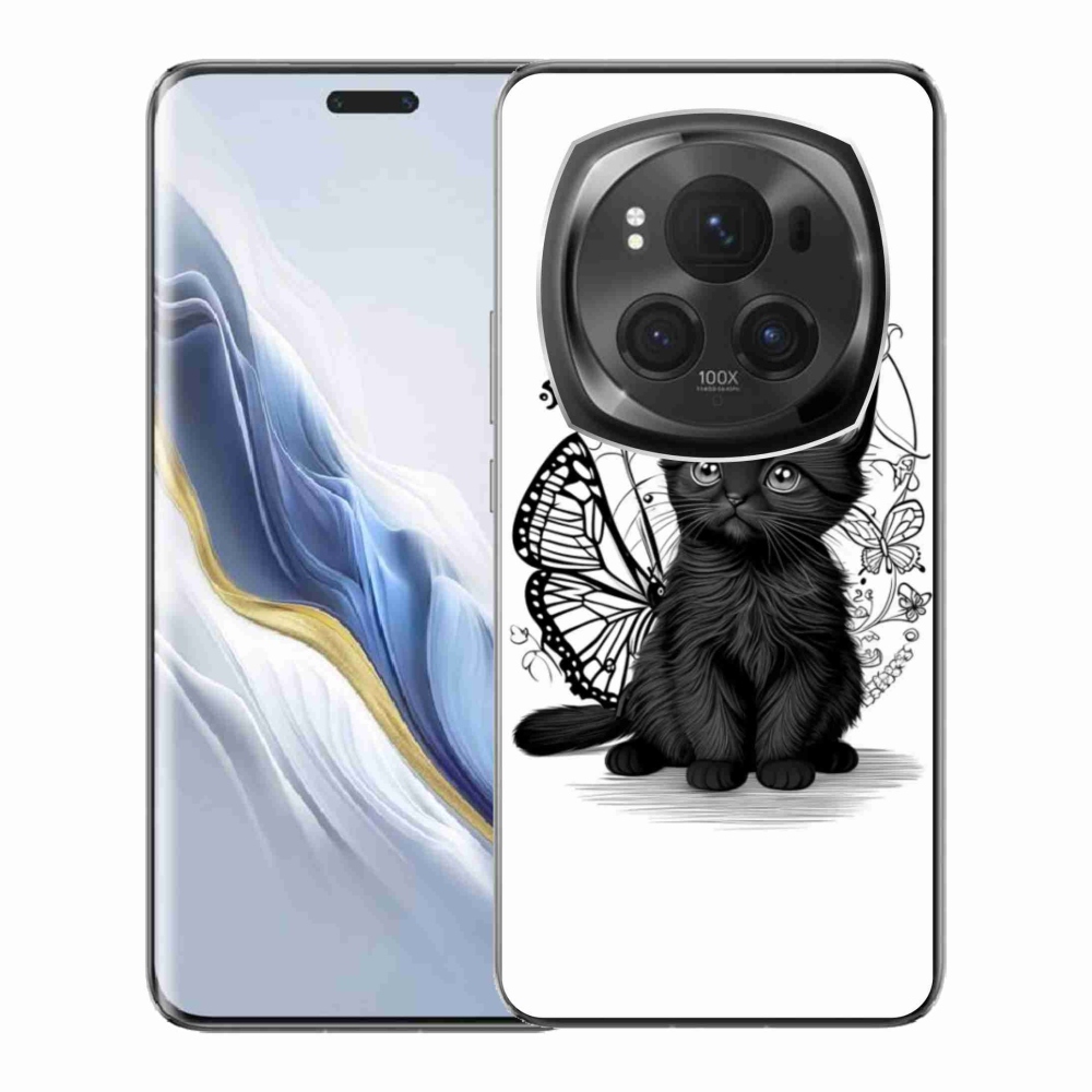 Gelový kryt mmCase na Honor Magic 6 Pro 5G - černé kotě