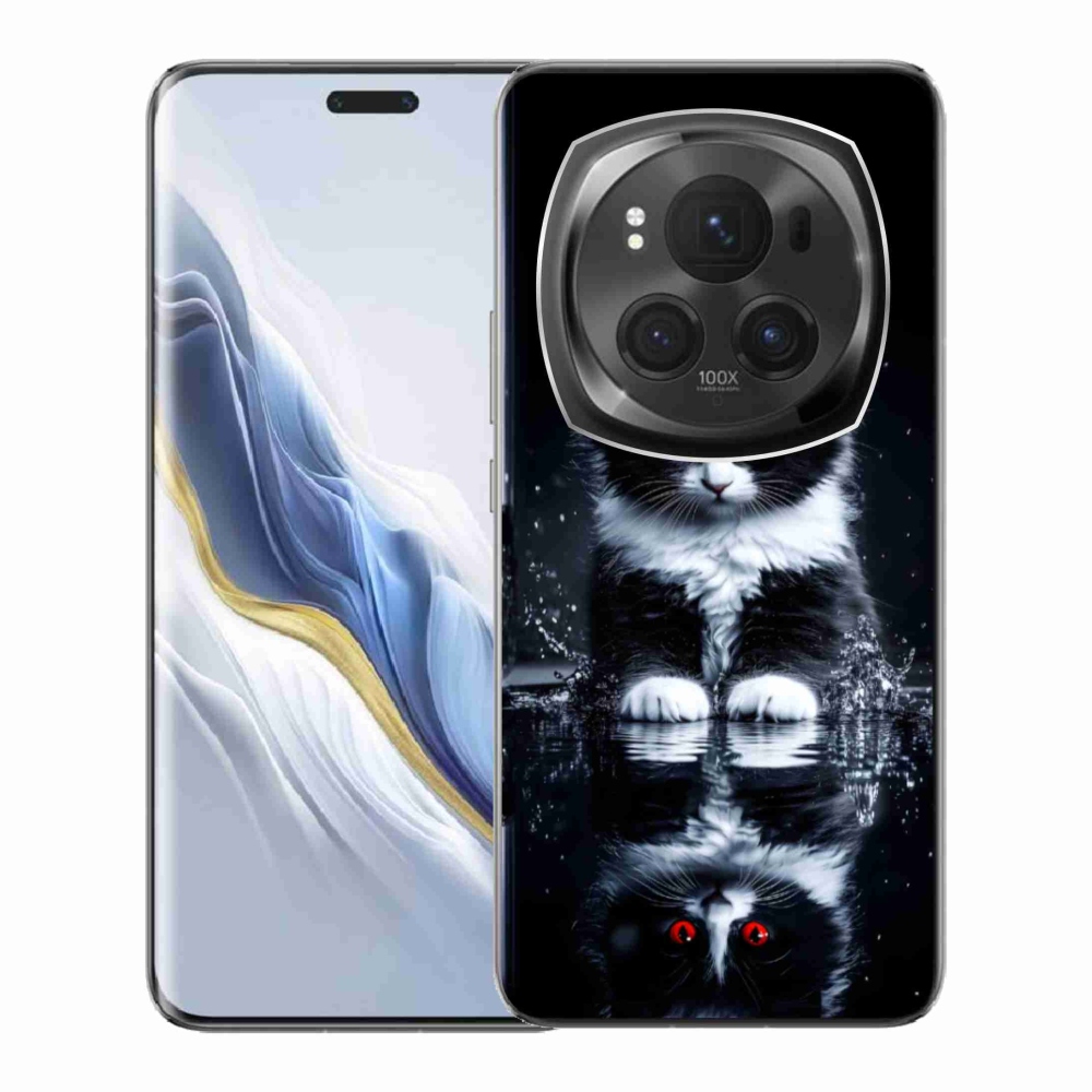 Gelový kryt mmCase na Honor Magic 6 Pro 5G - černobílé kotě