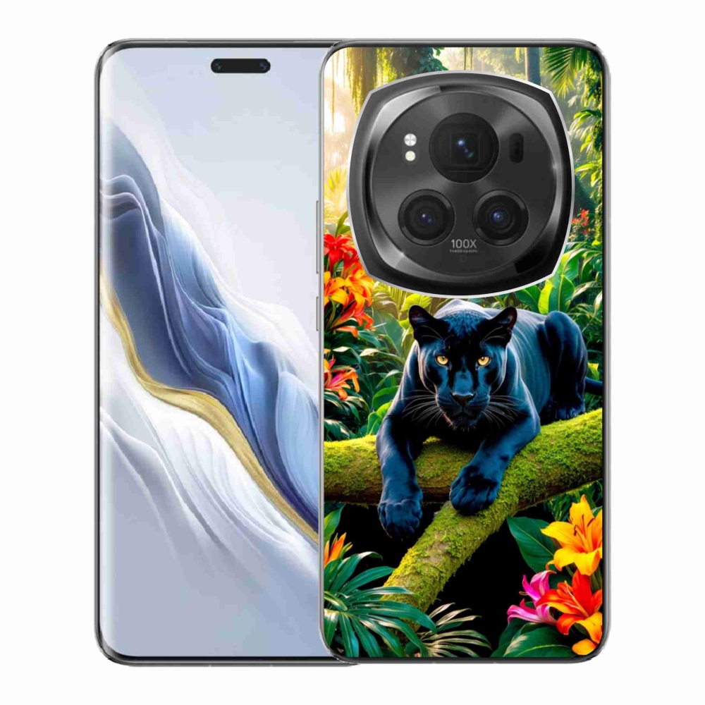Gelový kryt mmCase na Honor Magic 6 Pro 5G - černý panter v džungli