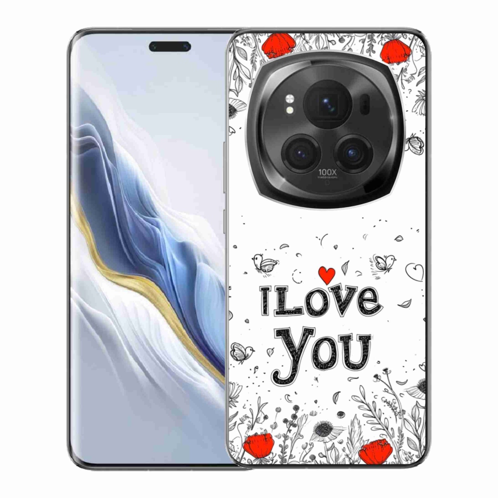 Gelový kryt mmCase na Honor Magic 6 Pro 5G - I love you bílé pozadí