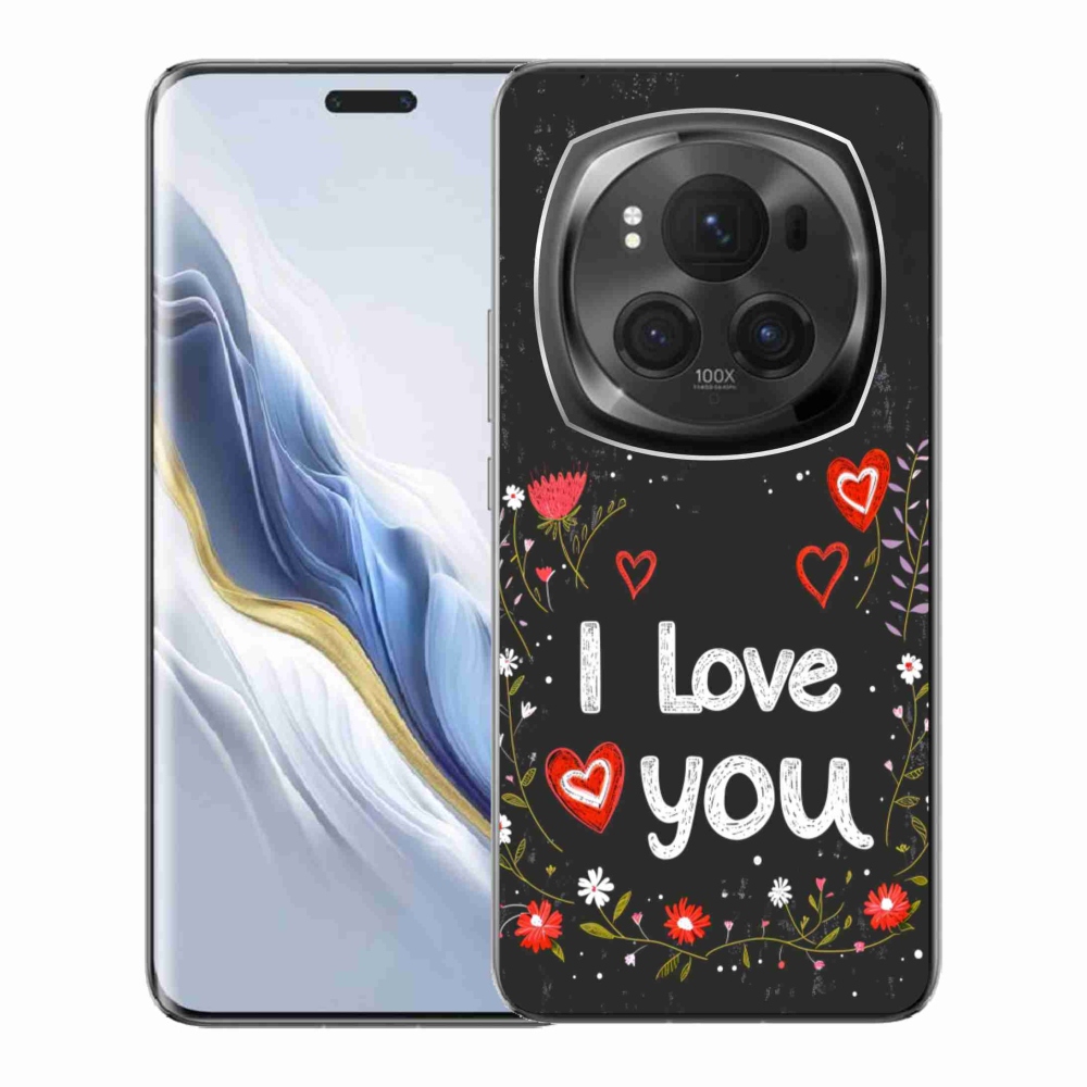 Gelový kryt mmCase na Honor Magic 6 Pro 5G - I love you černé pozadí