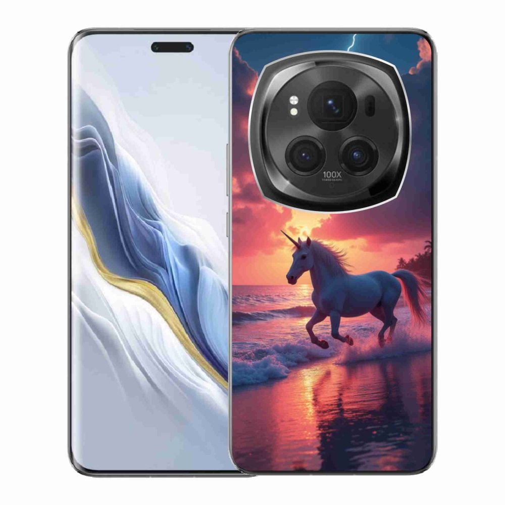 Gelový kryt mmCase na Honor Magic 6 Pro 5G - jednorožec na pláži