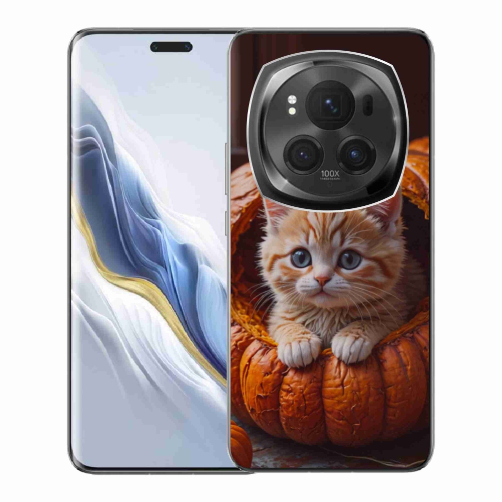 Gelový kryt mmCase na Honor Magic 6 Pro 5G - kotě a dýně 2