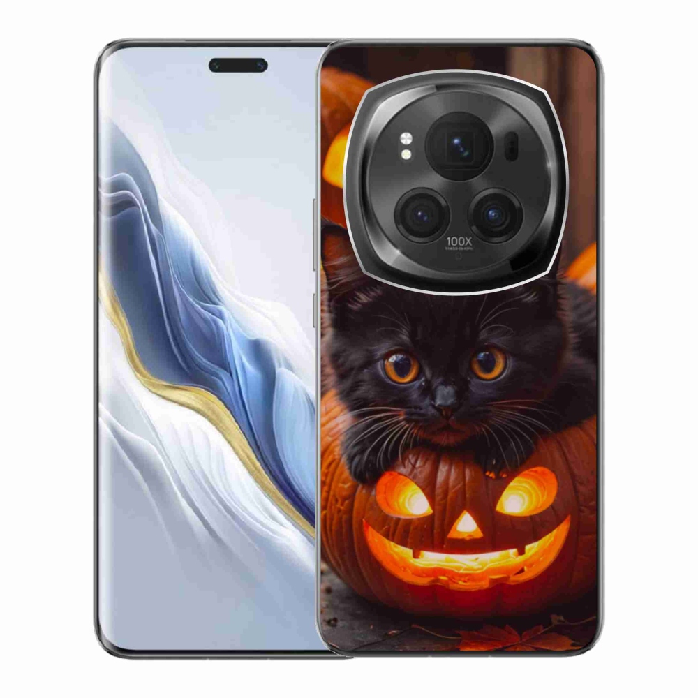 Gelový kryt mmCase na Honor Magic 6 Pro 5G - kotě a dýně