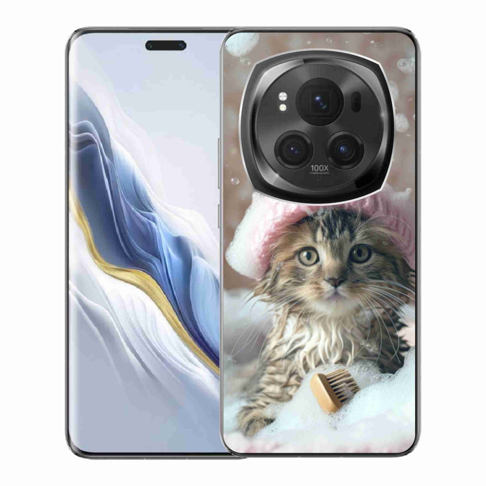 Gelový kryt mmCase na Honor Magic 6 Pro 5G - kotě a koupel