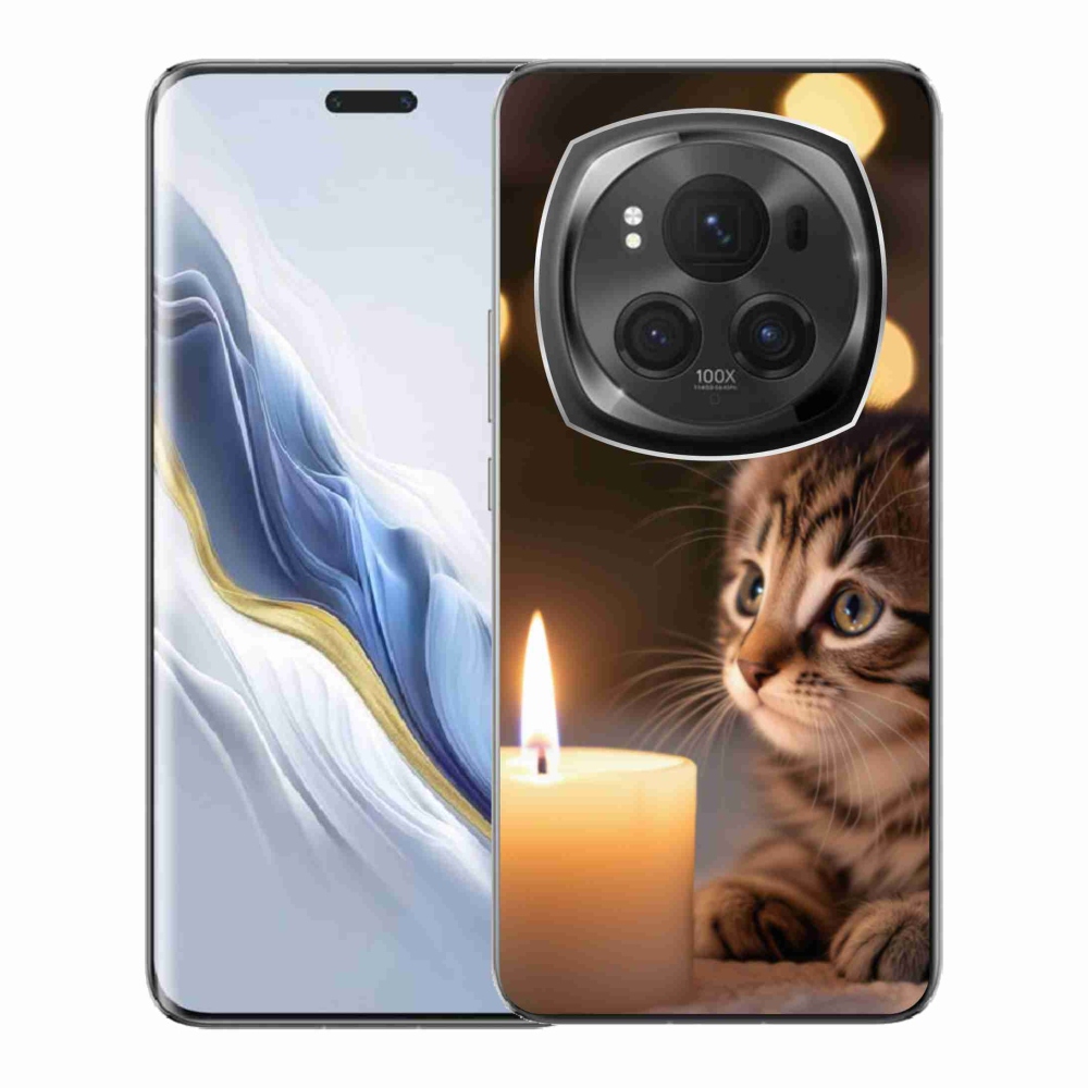 Gelový kryt mmCase na Honor Magic 6 Pro 5G - kotě a svíčka