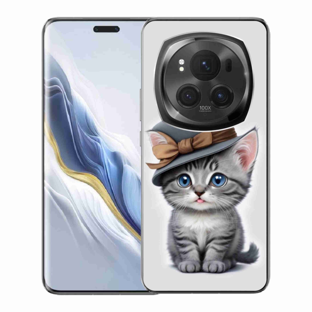 Gelový kryt mmCase na Honor Magic 6 Pro 5G - kotě s kloboukem