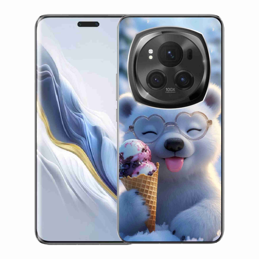 Gelový kryt mmCase na Honor Magic 6 Pro 5G - medvídek se zmrzlinou