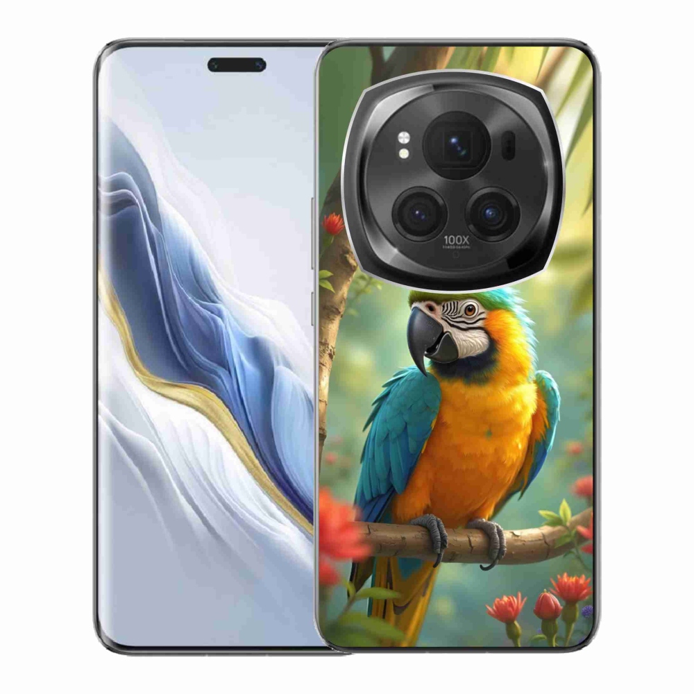 Gelový kryt mmCase na Honor Magic 6 Pro 5G - papoušek ara modrožlutá