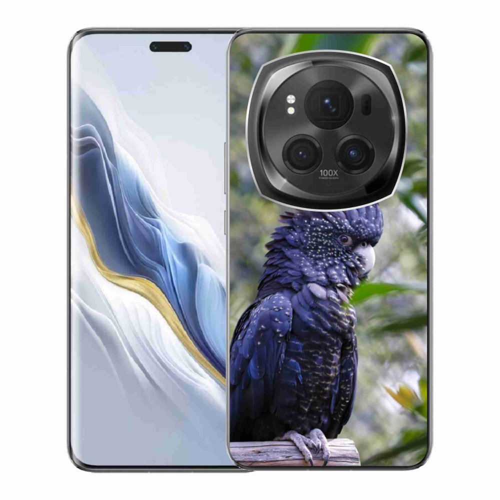 Gelový kryt mmCase na Honor Magic 6 Pro 5G - papoušek kakadu černý