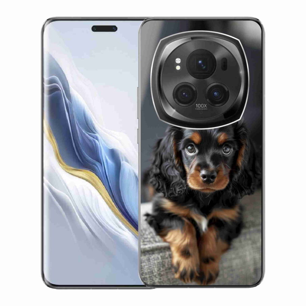 Gelový kryt mmCase na Honor Magic 6 Pro 5G - roztomilý dlouhosrstý jezevčík