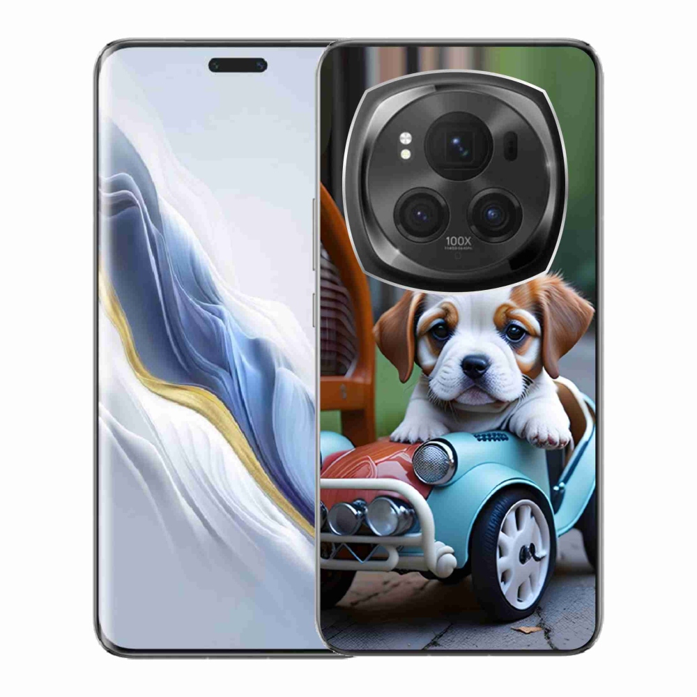 Gelový kryt mmCase na Honor Magic 6 Pro 5G - štěně v retro autě