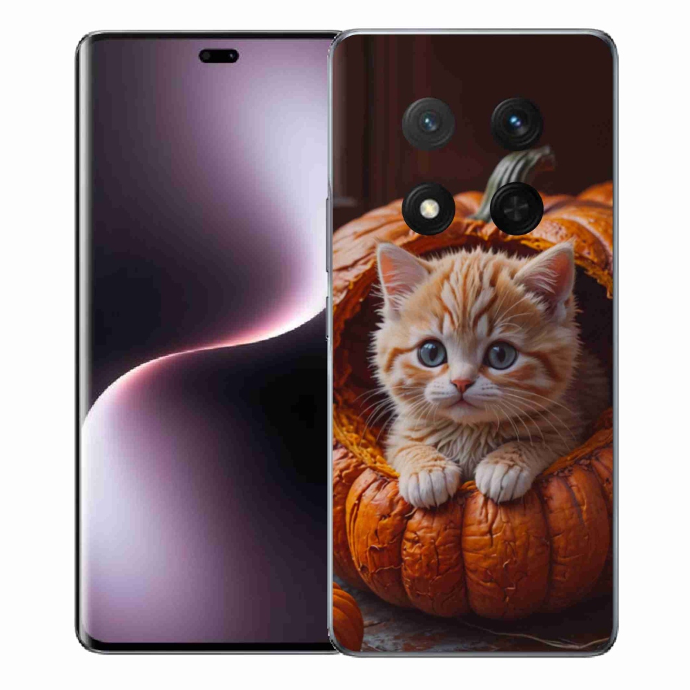 Gelový kryt mmCase na Honor Magic 7 Lite 5G - kotě a dýně 2