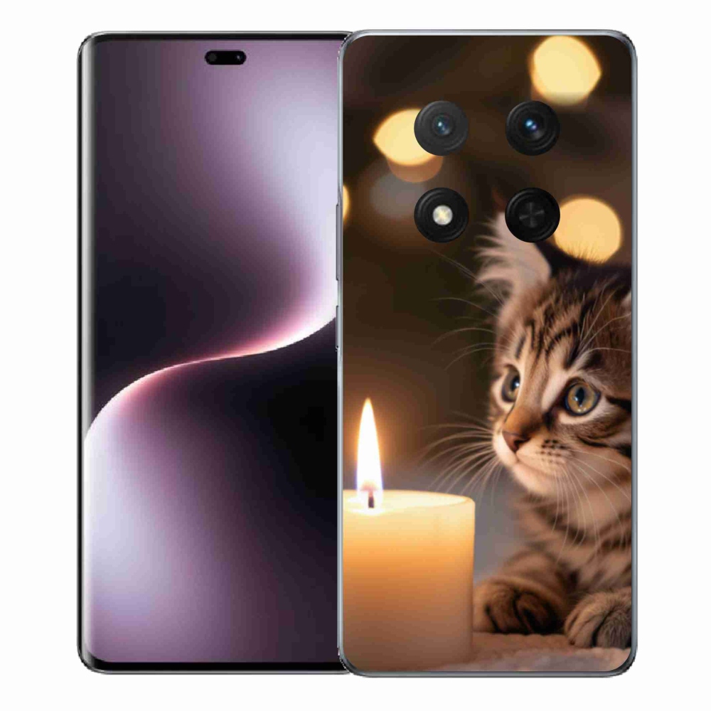Gelový kryt mmCase na Honor Magic 7 Lite 5G - kotě a svíčka