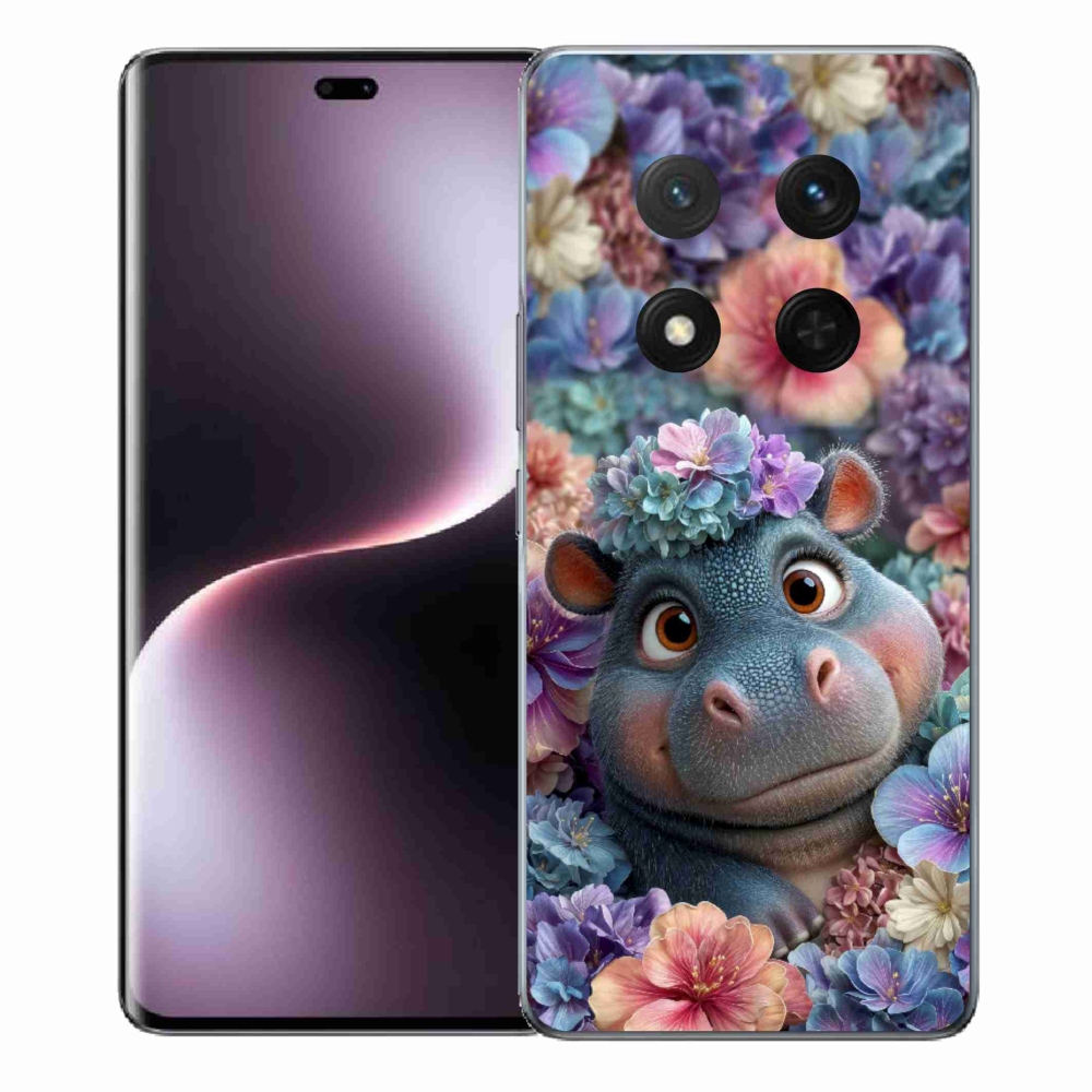 Gelový kryt mmCase na Honor Magic 7 Lite - hrošík v květinách