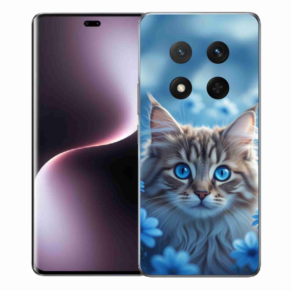 Gelový kryt mmCase na Honor Magic 7 Lite - koťátko v modrých květech