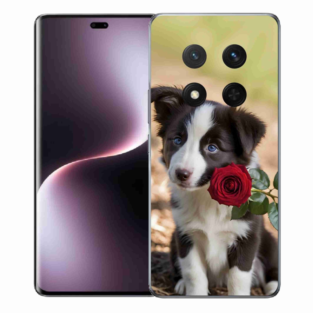 Gelový kryt mmCase na Honor Magic 7 Lite - roztomilá border kolie s růží