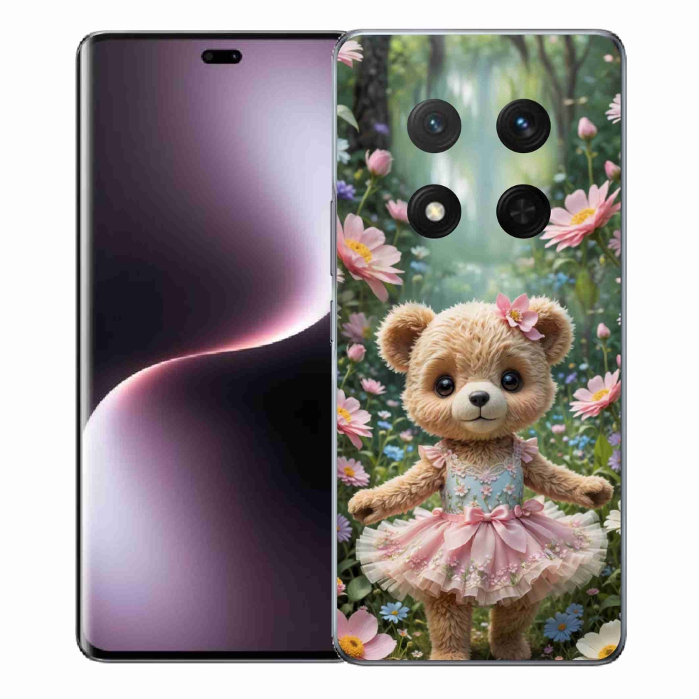 Gelový kryt mmCase na Honor Magic 7 Lite - roztomilý medvídek v květinách