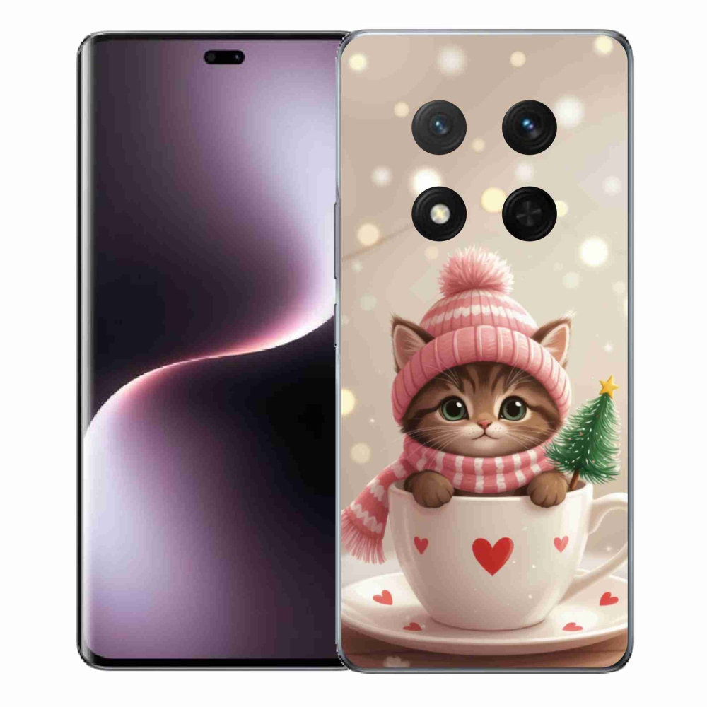 Gelový kryt mmCase na Honor Magic 7 Lite - vánoční kotě v hrnku