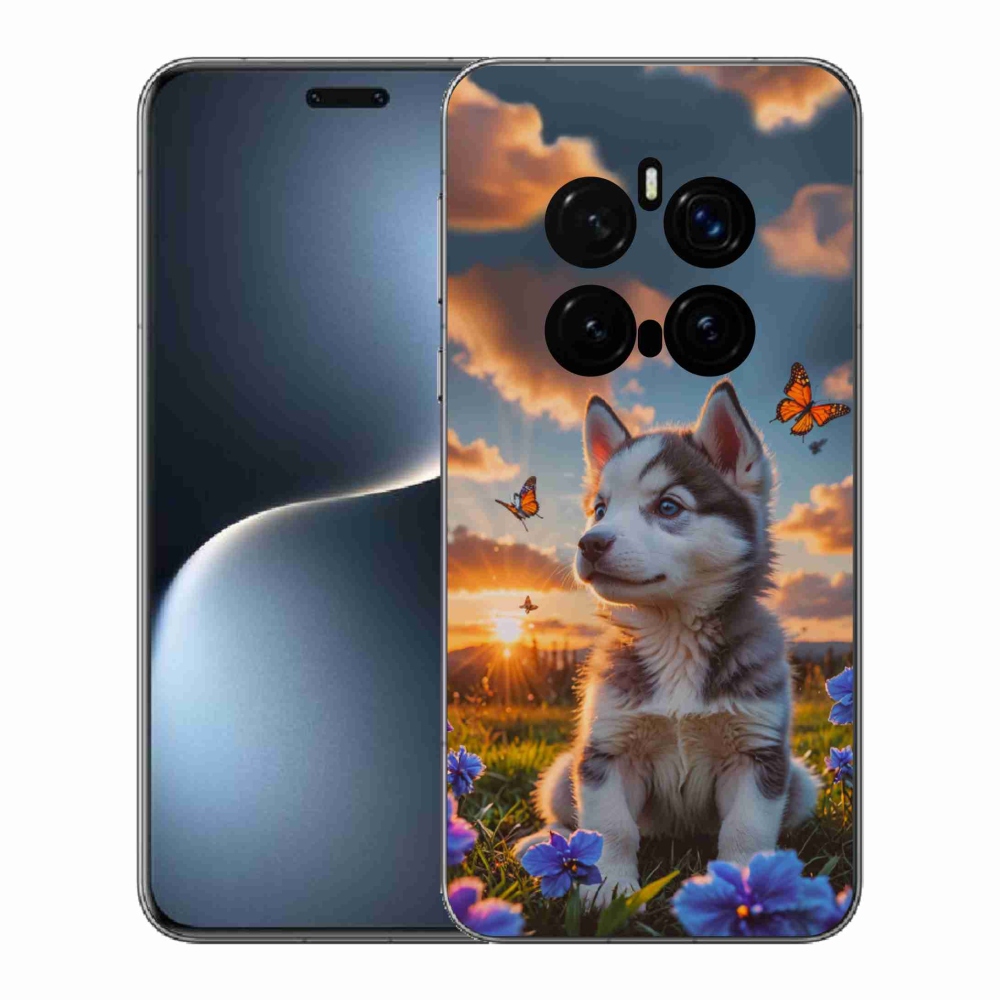 Gelový kryt mmCase na Honor Magic 7 Pro 5G - husky při západu slunce