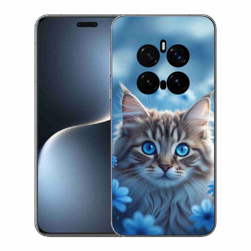 Gelový kryt mmCase na Honor Magic 7 Pro 5G - koťátko v modrých květech