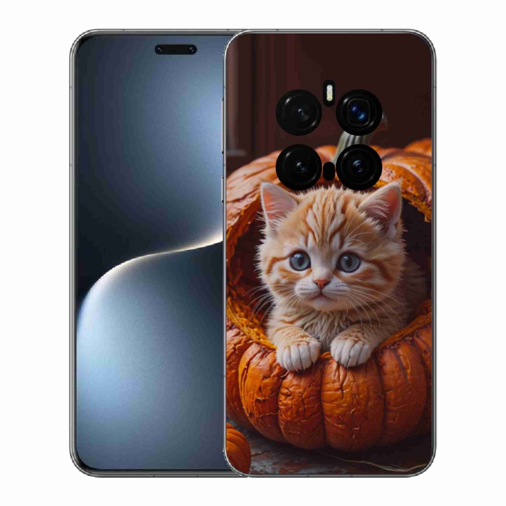 Gelový kryt mmCase na Honor Magic 7 Pro 5G - kotě a dýně 2