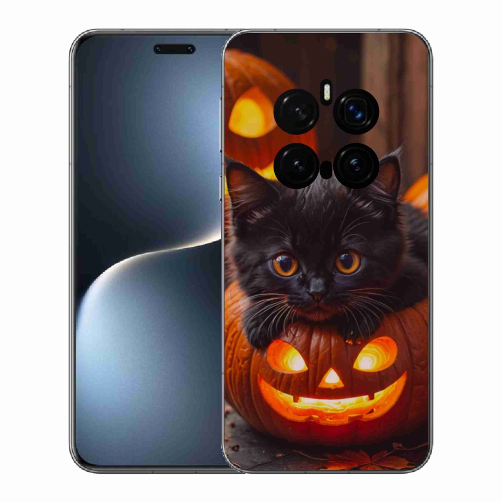Gelový kryt mmCase na Honor Magic 7 Pro 5G - kotě a dýně