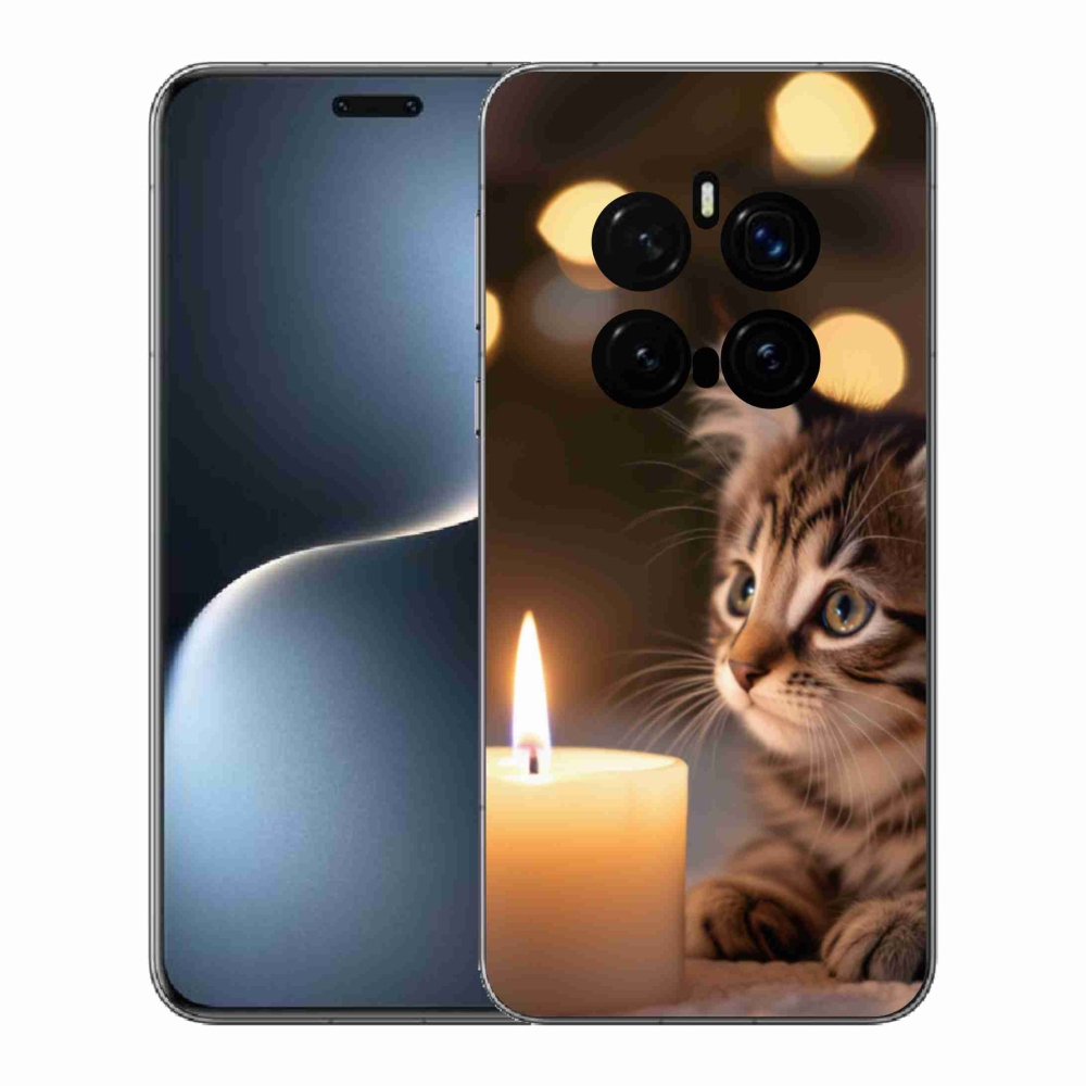 Gelový kryt mmCase na Honor Magic 7 Pro 5G - kotě a svíčka