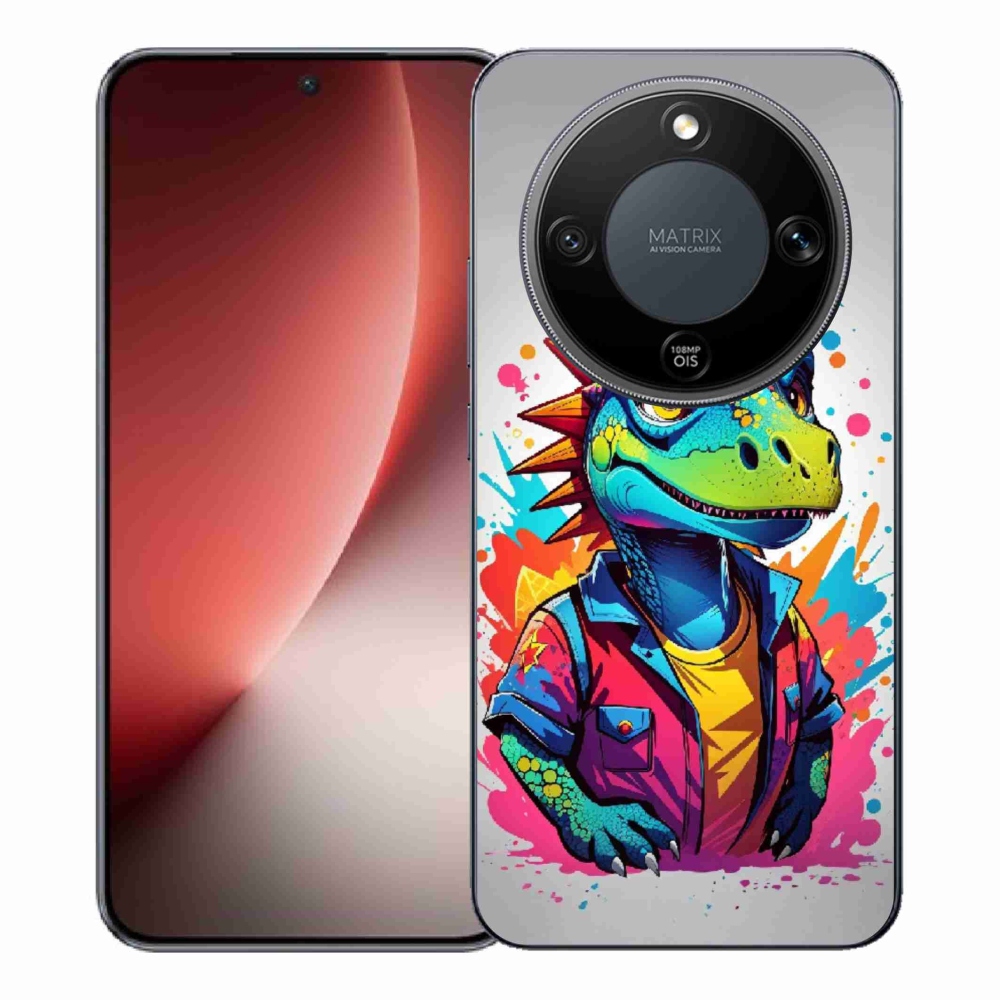 Gelový kryt mmCase na Honor Magic 8 Lite 5G - barevný dinosaurus