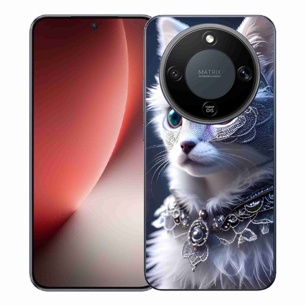 Gelový kryt mmCase na Honor Magic 8 Lite 5G - bílá kočka