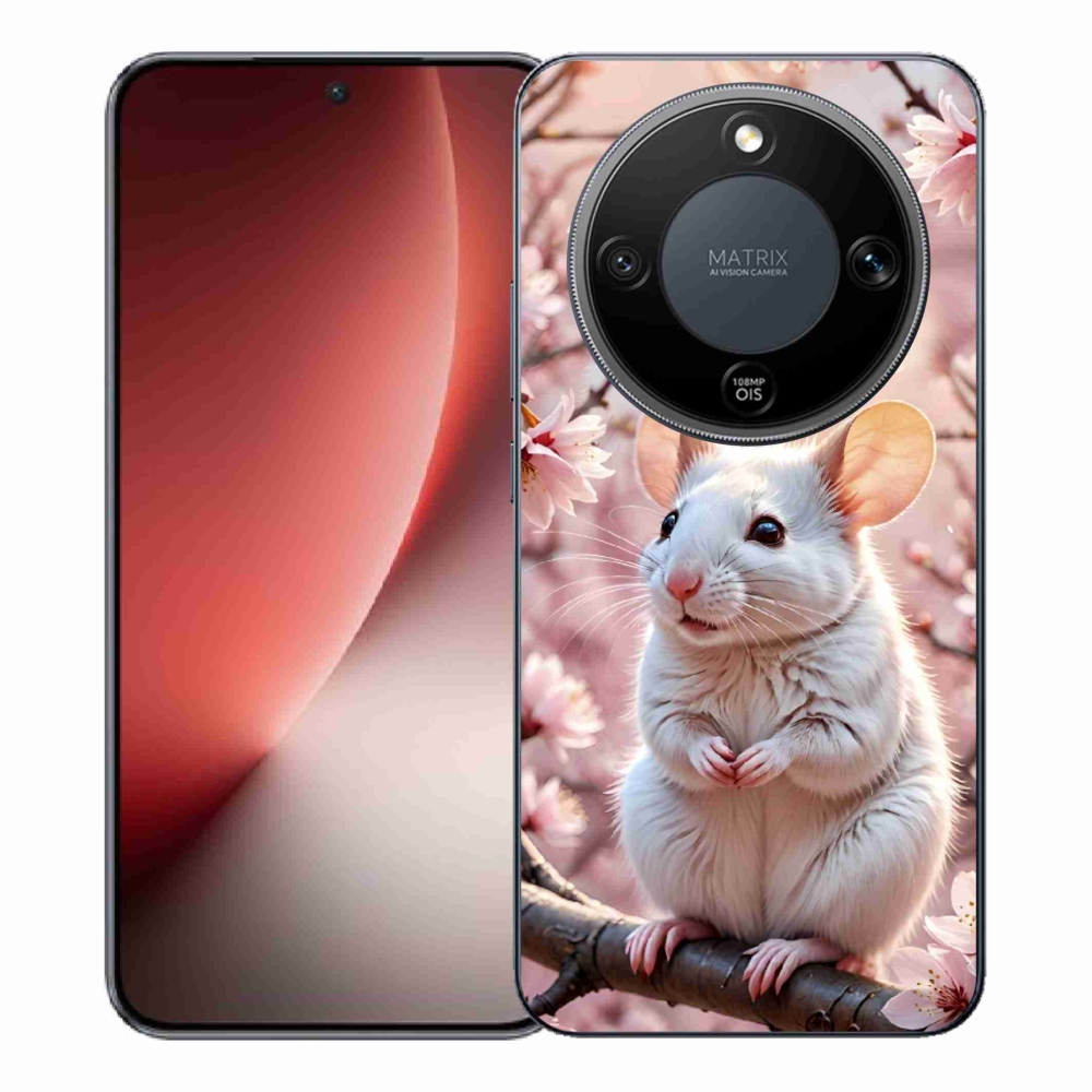 Gelový kryt mmCase na Honor Magic 8 Lite 5G - bílá myš na větvi