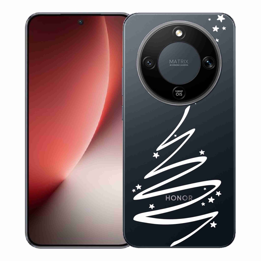 Gelový kryt mmCase na Honor Magic 8 Lite 5G - bílý stromeček na průhledném pozadí